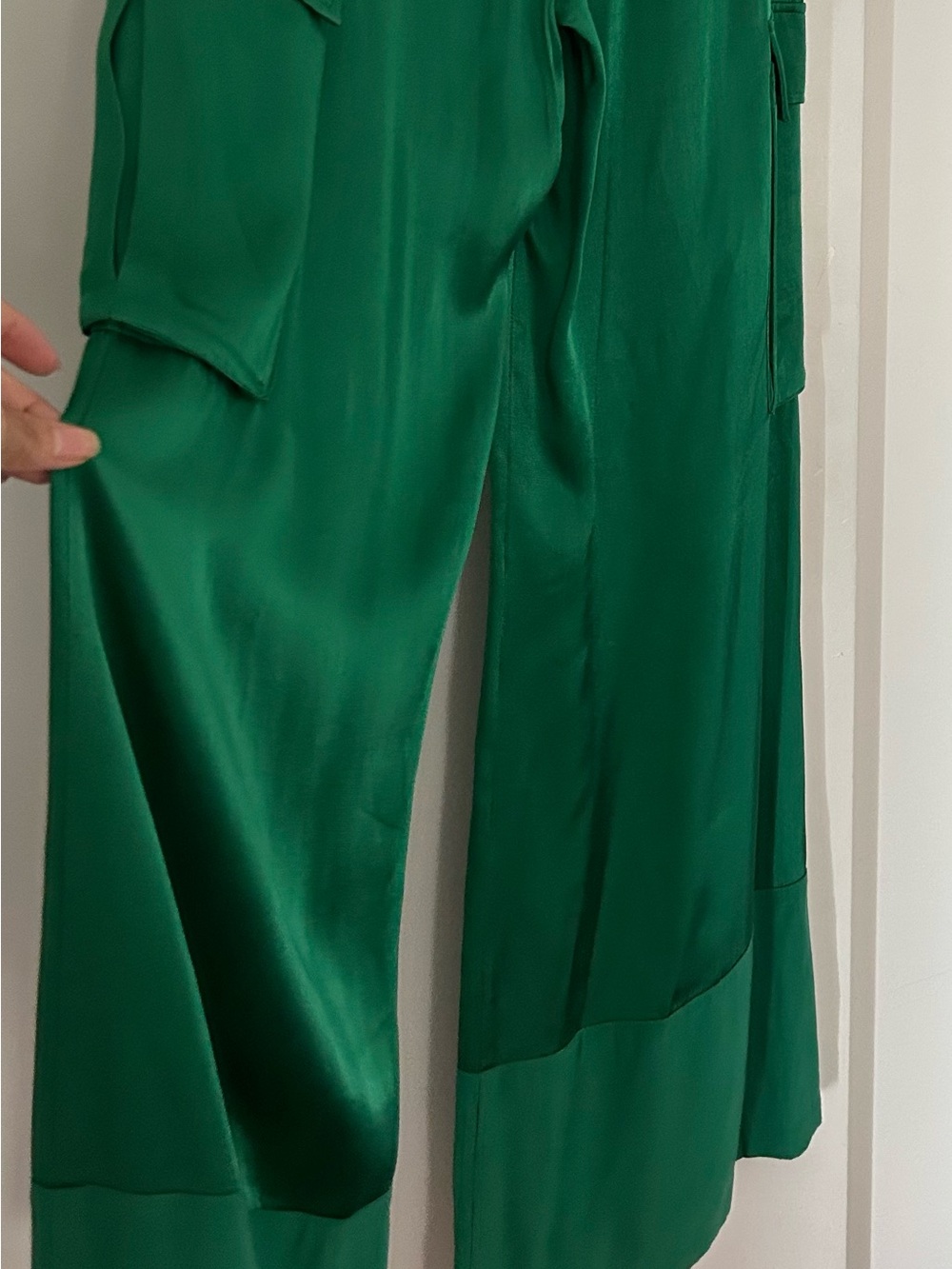 Anthropologie/Corey Lynn Calter Emerald Green Wide-Leg silky pants M - Picture 6 of 9